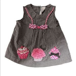 Rare Edition size 18 months dark brown gingham sleeveless‎ dress